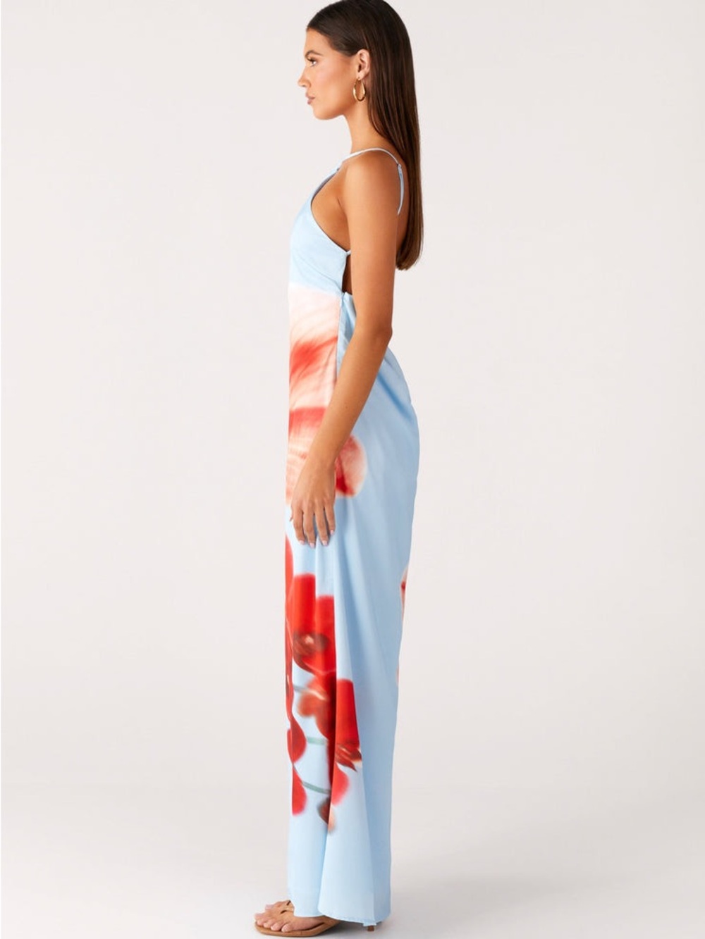 Peppermayo Sky Blue Maxi Dress with Red Floral Print - Picture 2 of 9
